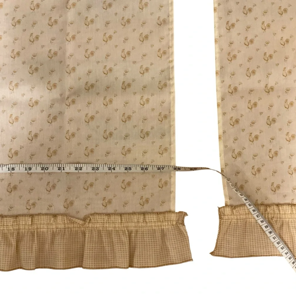 VINTAGE Rooster Curtains (1) Window Swag Valances Straight Valance Cafe Panels